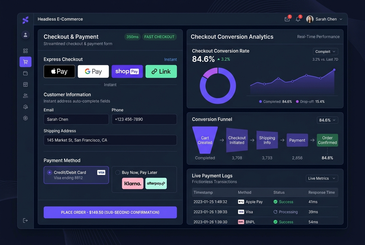 Sub-Second Headless E-Commerce Checkout Experience and Analytics Dashboard