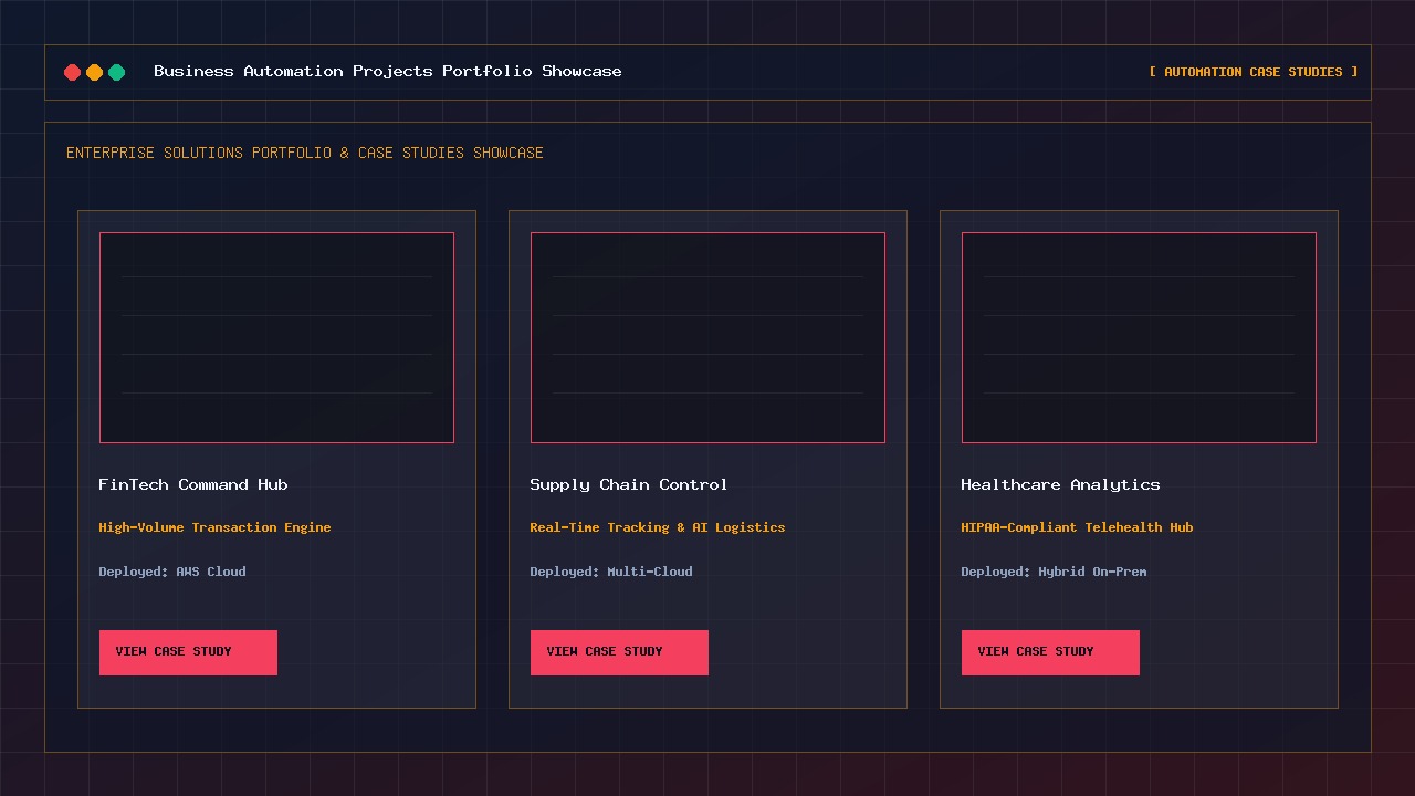 Business automation portfolio across finance, HR, procurement, and claims operations