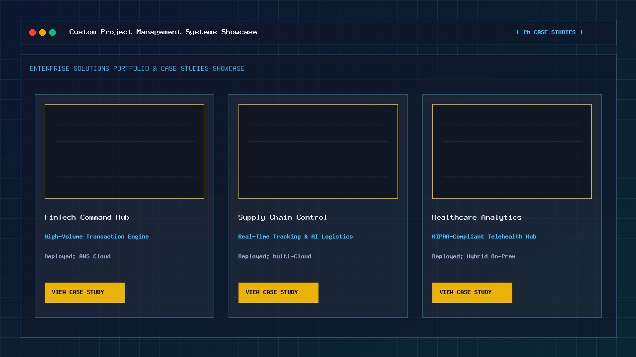 Real World Custom Project Management Systems Portfolio Showcase Dashboard
