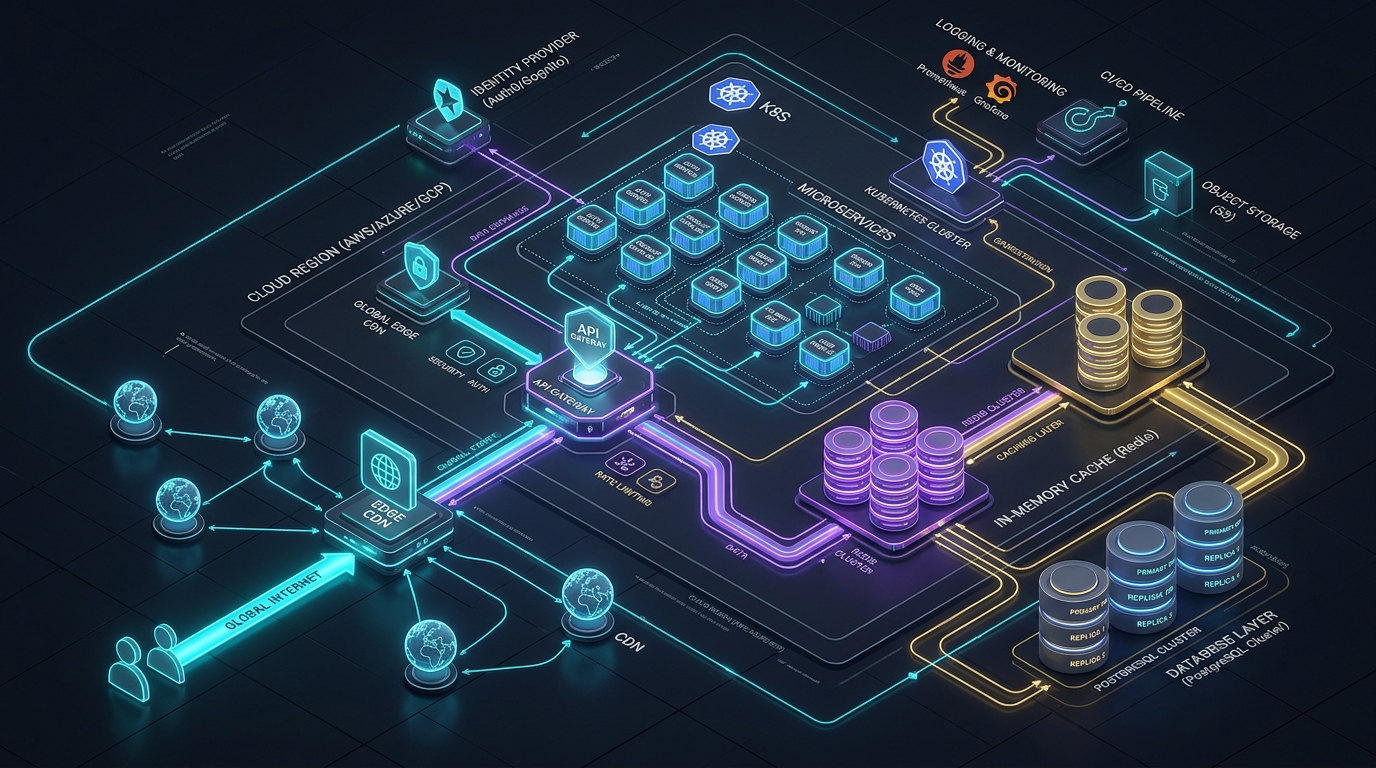 Multi-Tenant Web Architecture and Microservices Diagram